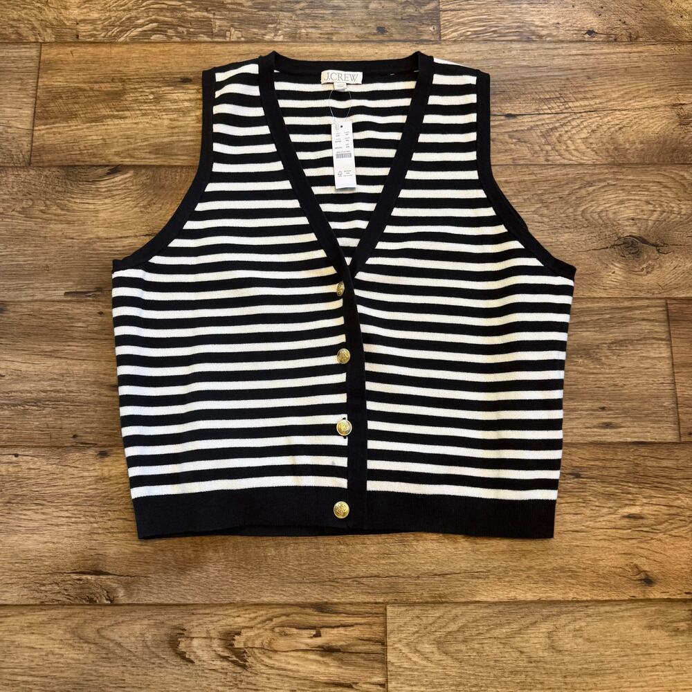 NWT J. Crew Emilie Nautical Striped Knit Sweater Vest